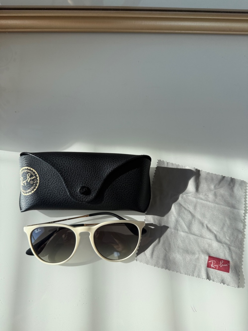 Ray-Ban White Frame Sunglasses with Black Case